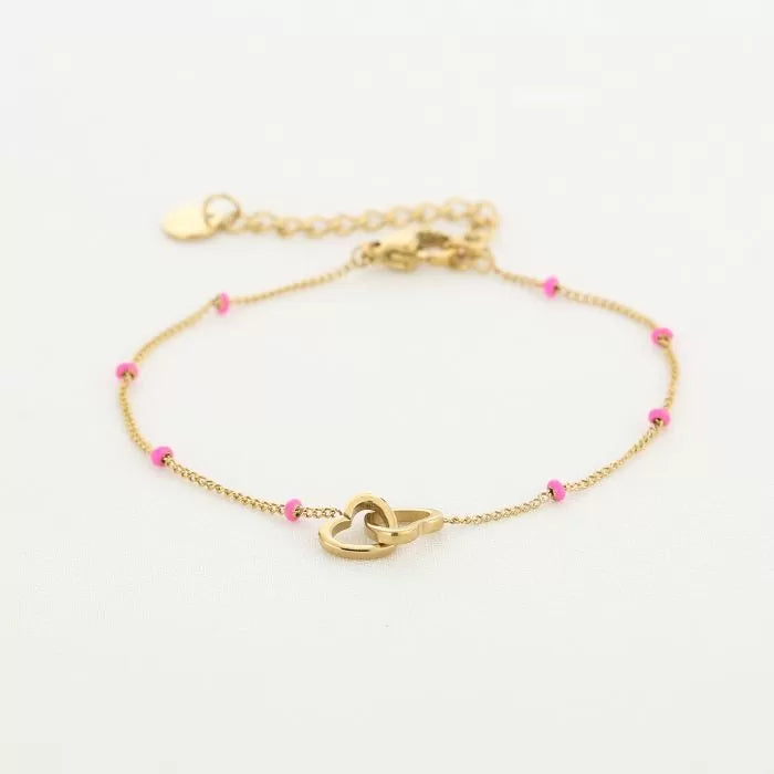 Hartjes armband fushia